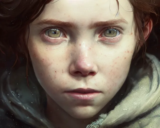 Image similar to highly detailed portrait of sophia lillis, in the last of us, stephen bliss, unreal engine, fantasy art by greg rutkowski, loish, rhads, ferdinand knab, makoto shinkai and lois van baarle, ilya kuvshinov, rossdraws, tom bagshaw, global illumination, radiant light, detailed and intricate environment