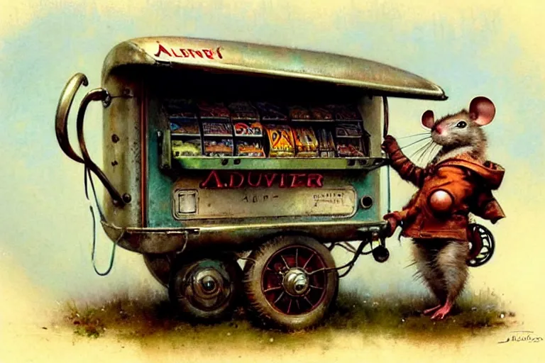 Image similar to adventurer ( ( ( ( ( 1 9 5 0 s retro future robot mouse vending machine wagon house. muted colors. ) ) ) ) ) by jean baptiste monge!!!!!!!!!!!!!!!!!!!!!!!!! chrome red