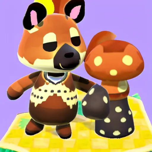 Prompt: kawaii african wild dog as an animal crossing character