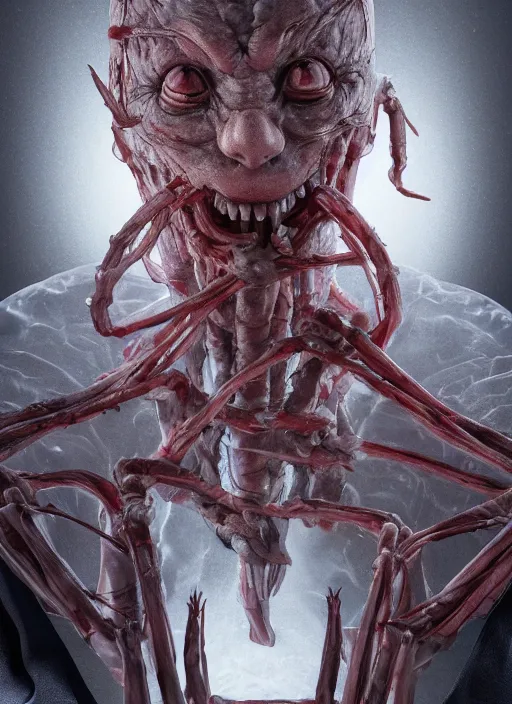 Prompt: Doraemon with translucent skin, visible muscles and veins and arteries and bones and spines and nerves, beautiful detailed intricate insanely detailed octane render, 8k artistic photography, photorealistic, chiaroscuro, by David Cronenberg, Raphael, Caravaggio