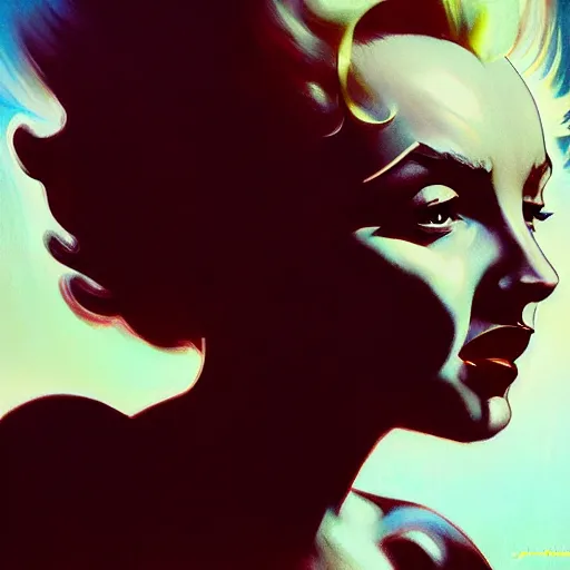 Image similar to a hyper - realistic character concept art portrait of marilyn monroe, depth of field background, artstation, award - winning realistic sci - fi concept art by jim burns and greg rutkowski, beksinski, a realism masterpiece, james gilleard, bruegel, alphonse mucha, and yoshitaka amano.