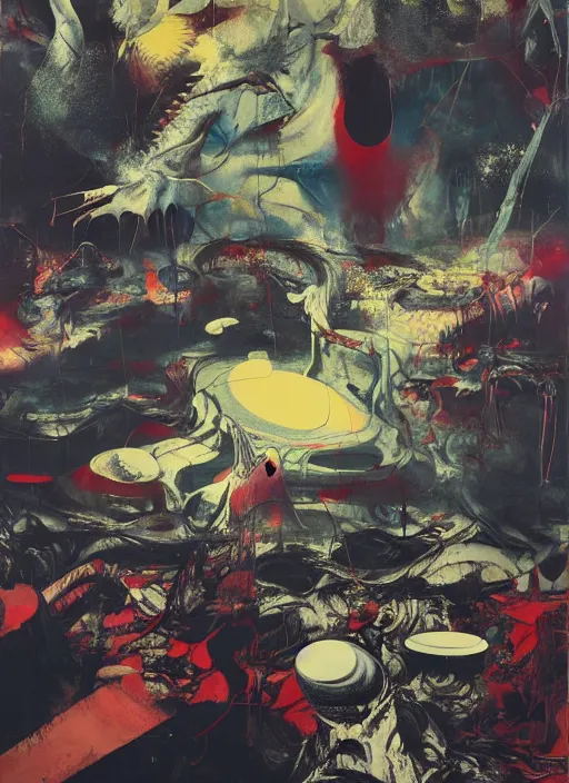 Image similar to alien landscape, a brutalist designed, gothic, rich deep colours, painted by francis bacon, adrian ghenie, james jean and petra cortright, part by gerhard richter, part by takato yamamoto. 8 k masterpiece