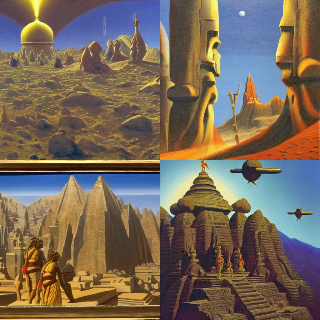 Prompt: a cinematic scene from Ramayan, by Chesley Bonestell, oil on canvas,