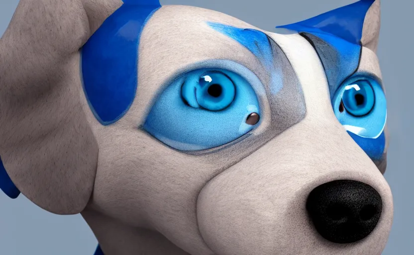 Image similar to an cartoon style anthropomorphic dog with blue eyes, anthro, furafinity, 4k, 8k