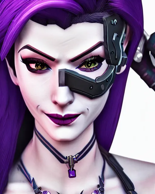 Image similar to widowmaker from overwatch, intricate details, highly detailed, in the style of gta game cover art