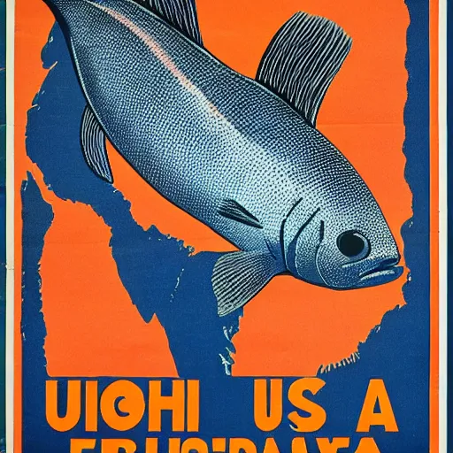 Prompt: usa propaganda poster, a fish.