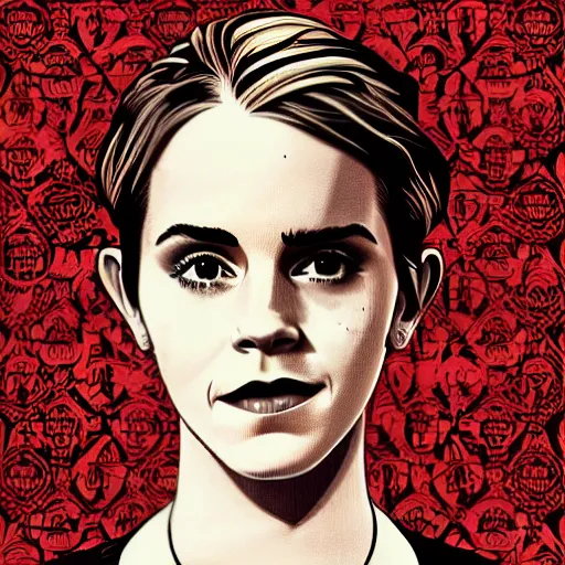 Prompt: emma watson presidential portrait by shepard fairey