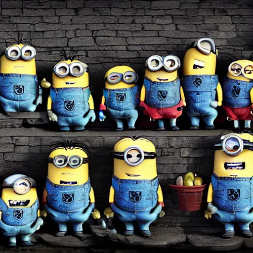 Image similar to The minions in The Vikings Digital art very detailed 4K quality Super Realistic