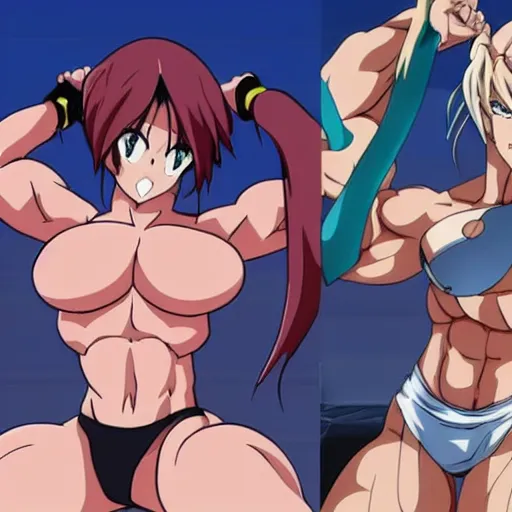 Image similar to muscular anime girls