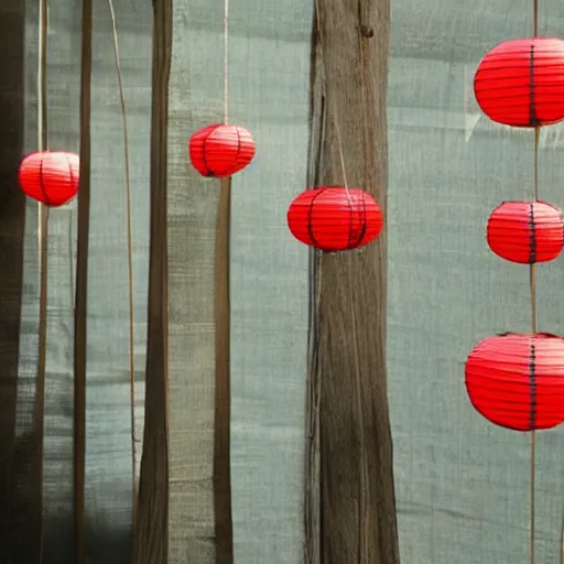 Image similar to Hanging ancient Japanese paper lanterns, clean background