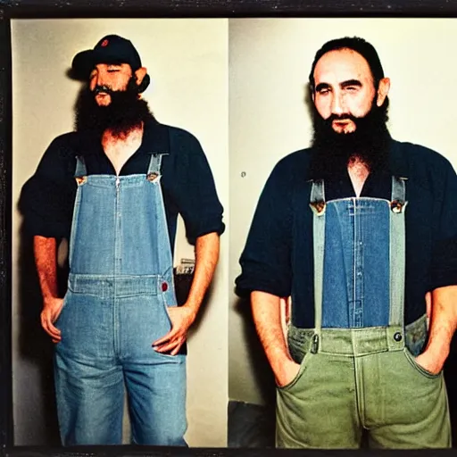 Image similar to fidel castro wearing denim overalls designed by supreme, portrait, 3 5 mm film, by nan goldin