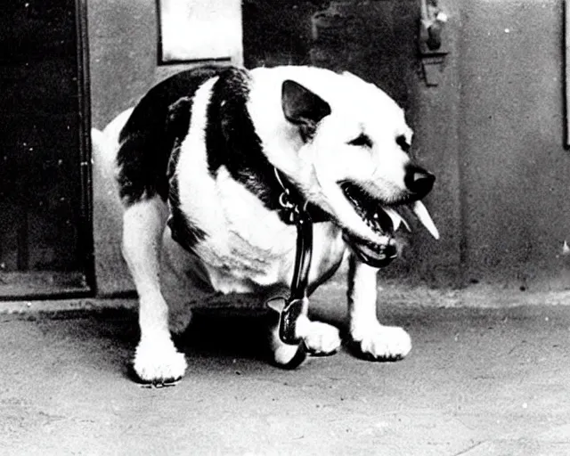 Image similar to a photo of canine karl marx ( karl barx ) as a dog, barking about the failures of capitalism and how the fat cats are creating a rat race of exploitation. how does one write a manifesto with those paws though?