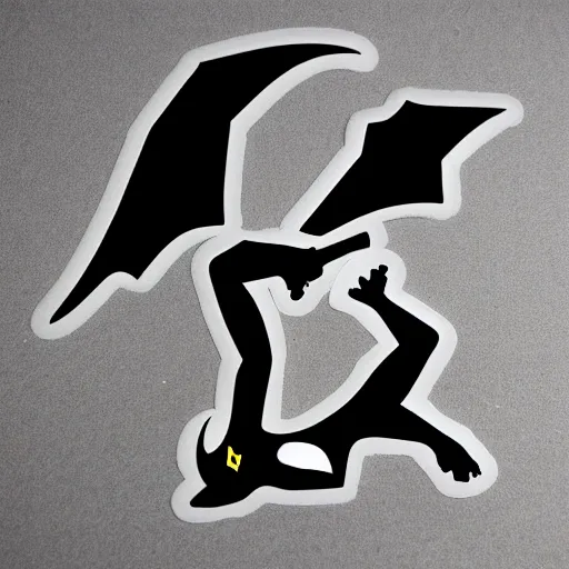 Image similar to die cut sticker of batman breakdancing, dripping paint