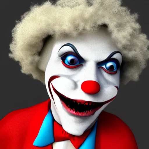 Prompt: 3d render by tim burton of a clown