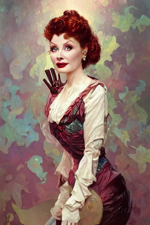 Image similar to Lucille Ball portrait, fantasy, elegant, intricate, by Stanley Artgerm Lau, greg rutkowski, thomas kindkade, alphonse mucha, loish, norman Rockwell