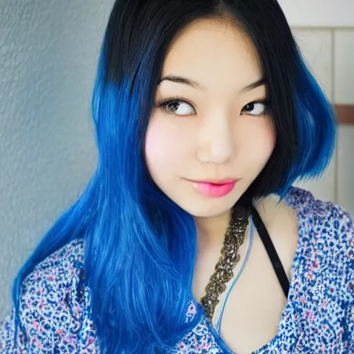 Image similar to cute asian girl with blue hair