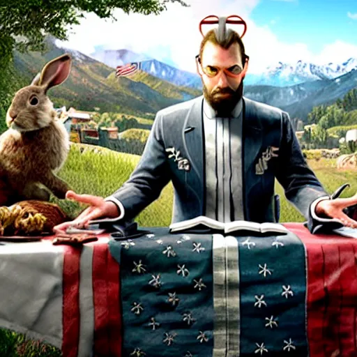 Image similar to a rabbit in the video game Far cry 5