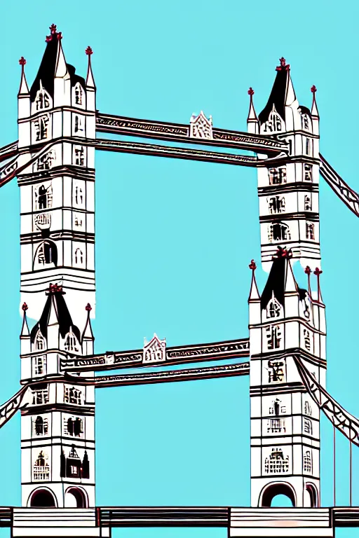 Prompt: minimalist boho style art of colorful london tower bridge, illustration, vector art