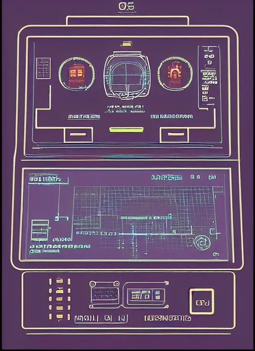 Prompt: simple cyberpunk graphics user interface ( gui ) depicting operational controls of a mech robot. design by mark coleran or jayse hansen ( 1 9 9 1 )