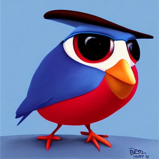 Image similar to bird by pixar style, cute, illustration, digital art, concept art, most winning awards