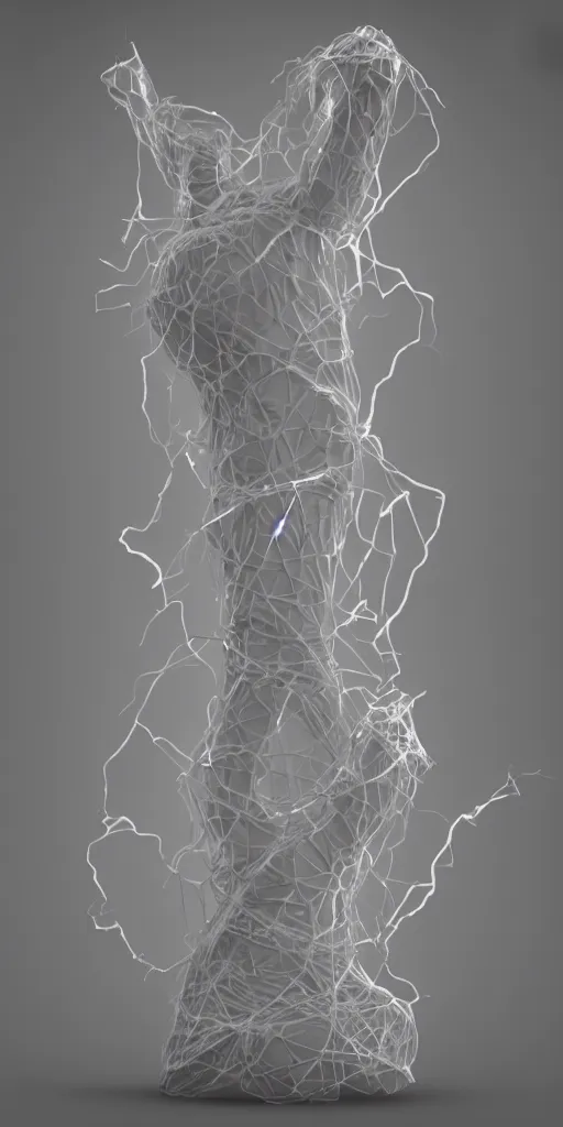 Prompt: 3 d render of a shibari crystal sculpture, chrometype, raytraced, volumetric lightning, 8 k, by zhelong xu, ouchh