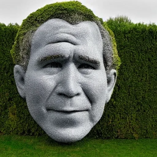 Image similar to a hedge sculpted in the shape of george w. bush's face