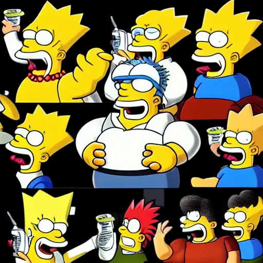 Image similar to Homer Simpson fighting with Vegeta digital art trending on artstation