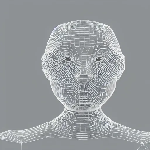 Image similar to three dimensional portrait of a robot inspired by data - driven art, generative, coding, particle waves, spirals