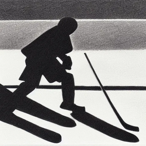Image similar to pencil drawing of a stickman playing hockey with another stickman, detailed, shadows,