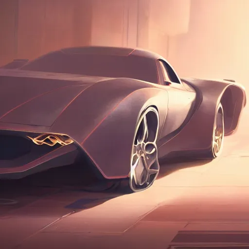 Image similar to front view of a car, elegant, digital painting, concept art, smooth, sharp focus, art style from Wang Ke and Greg Rutkowski and Bruce Kaiser and Scott Robertson and Dmitry Mazurkevich and Doruk Erdem and Jon Sibal, small style cue from Blade Runner and Minority Report and iRobots