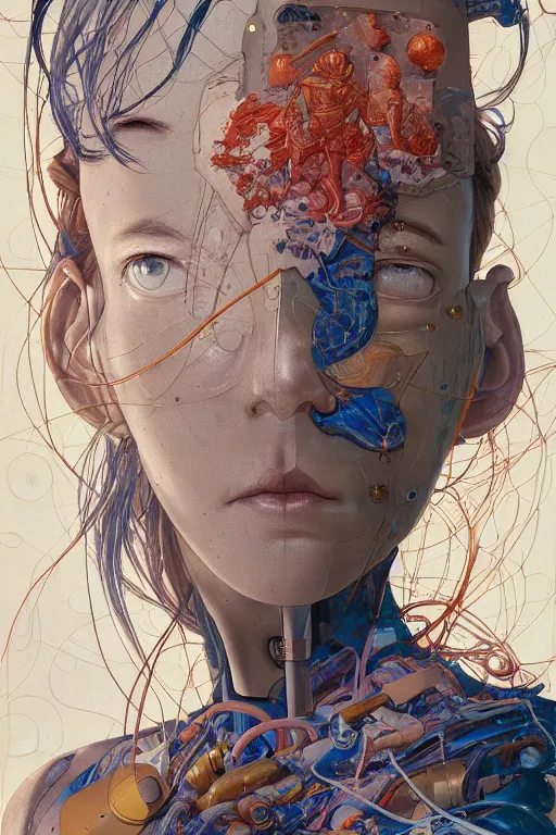 Image similar to medium citizen portrait soft light painted by james jean and katsuhiro otomo and erik jones, inspired by the fifth element, smooth face feature, intricate oil painting, high detail illustration, sharp high detail, manga and anime 1 9 9 9