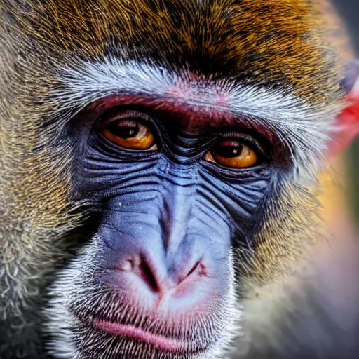 Prompt: high quality portrait of a monkey, studio photograph, photograph, realistic photo, 8k photo, 4k photo, stock photo, high resolution, cinematic shot, high detail