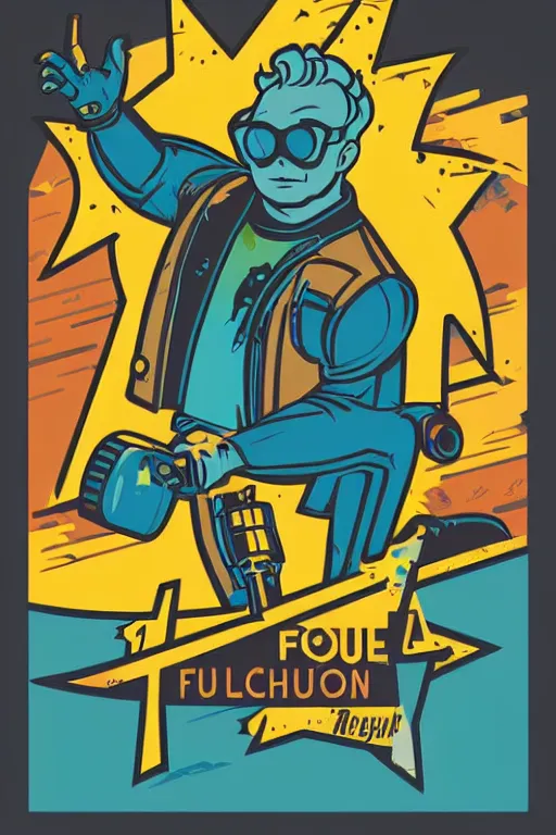 Image similar to fallout 7 6 retro futurist illustration art by butcher billy, sticker, colorful, illustration, highly detailed, simple, smooth and clean vector curves, no jagged lines, vector art, smooth andy warhol style