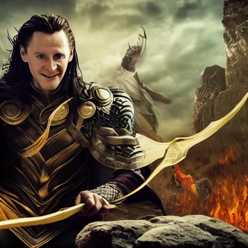 Prompt: the norse god king banishing loki from valhall, dramatic, highly detailed, cinematic, 4 k