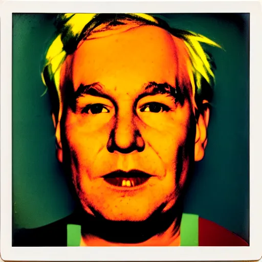 Image similar to color polaroid portrait of a fat man by andy warhol. photography, instant photography, color accurate