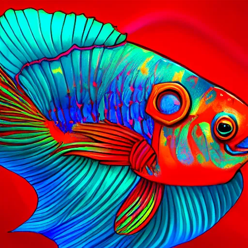 Image similar to coral underwater colorful, fantasy, intricate, highly detailed, little fish and sea life digital painting, hd, trending on artstation, illustration, fine lines, sharp edges, colourful, siamese fighting fish