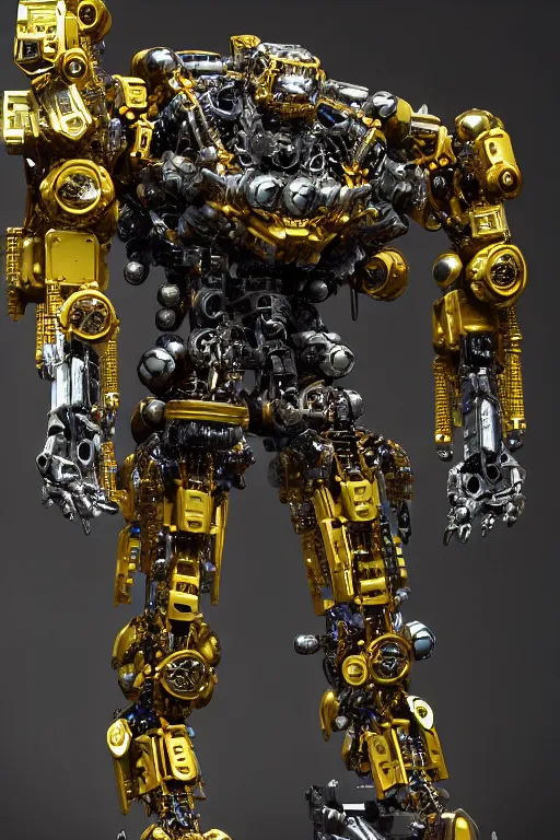 Image similar to a intricate ornate boxing humanoid mecha, punk, by war robots, real steel ( 2 0 1 1 ), westworld and pacific rim movie and ps 5 game machine warrior 5, cryengine, frostbite 3 engine, blue and yellow scheme, sharp focus, 8 k, high definition, insanely detailed, soft lighting, smooth face