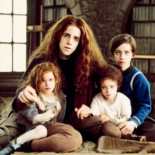 Image similar to hermione granger with her children, professional photo