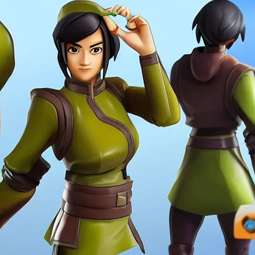 Image similar to toph beifong in fortnite, character render, full body shot, highly detailed, in game render