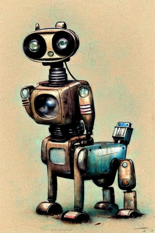 Image similar to (((((1950s robot tv dog . muted colors.))))) by Jean-Baptiste Monge !!!!!!!!!!!!!!!!!!!!!!!!!!!!!!