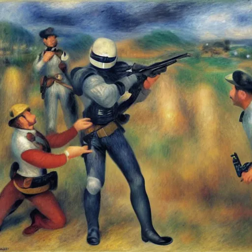 Image similar to jango fetts gun spin goes wrong by pierre - auguste renoir