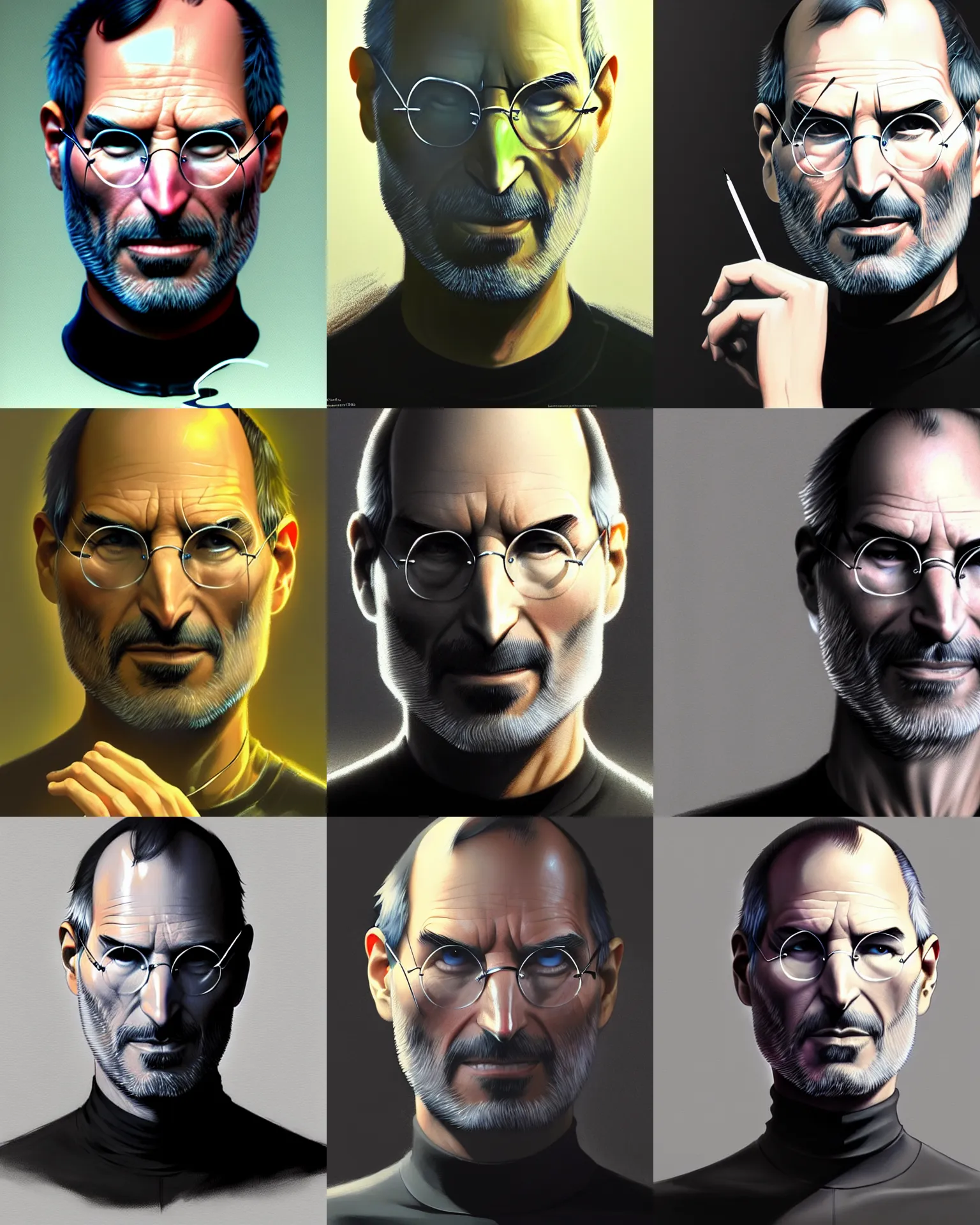 Prompt: Steve Jobs, medium shot close up, details, sharp focus, illustration, by Jordan Grimmer and greg rutkowski, Trending artstation, pixiv, digital Art