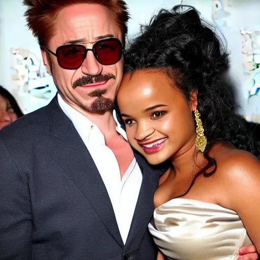 Prompt: kyla pratt and robert downey jr.