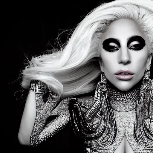 Image similar to award winning portrait of lady gaga, photo by mark mann