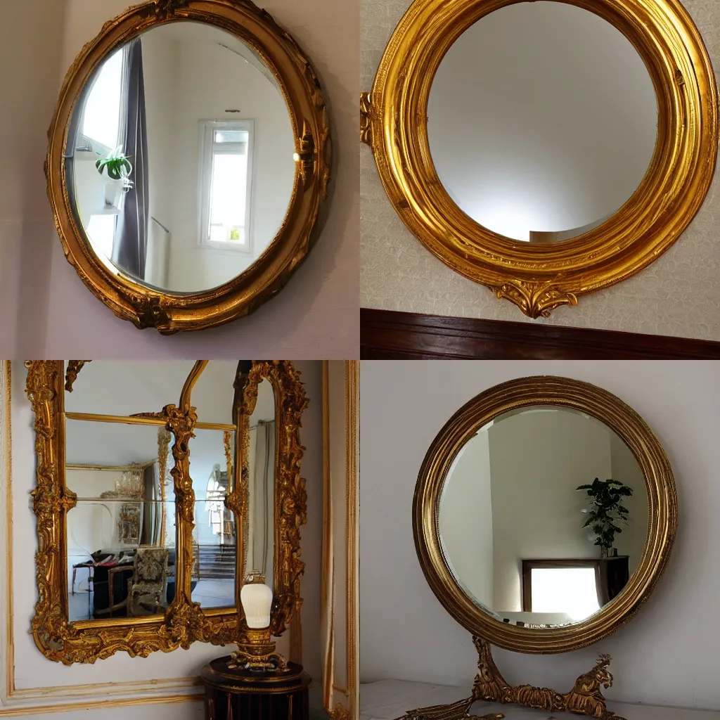 Prompt: reflecting mirror sphere in victorian room