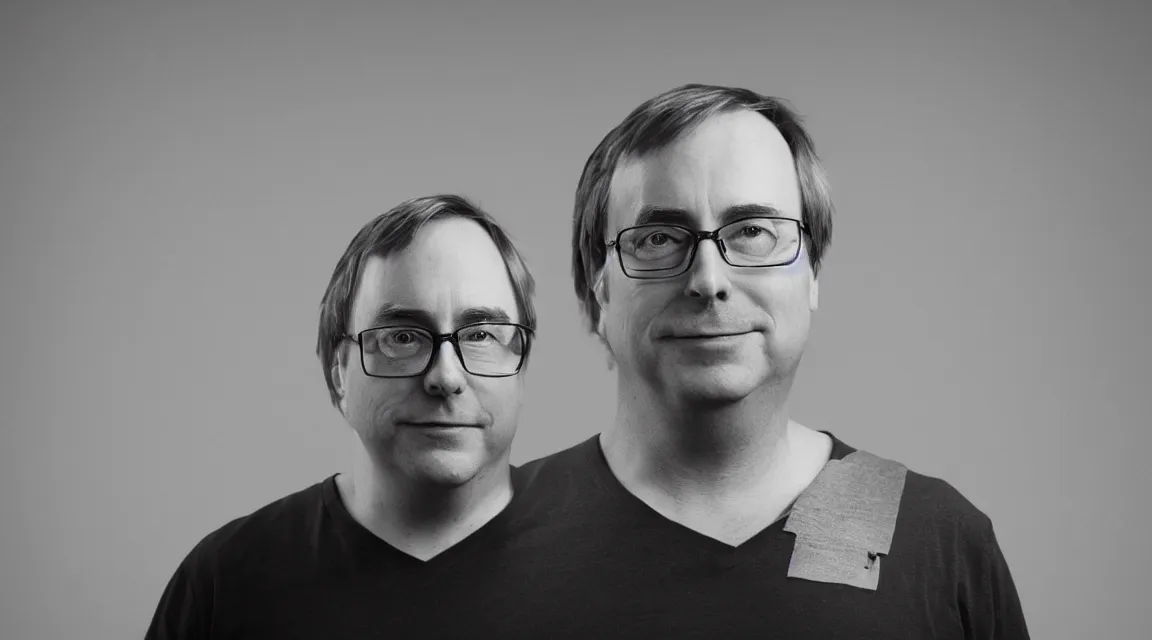 Prompt: portrait of Linus Torvalds, photo product