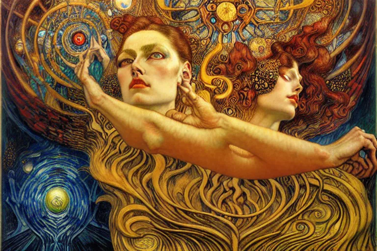 Image similar to Divine Chaos Engine by Karol Bak, Jean Delville, William Blake, Gustav Klimt, and Vincent Van Gogh, symbolist, visionary