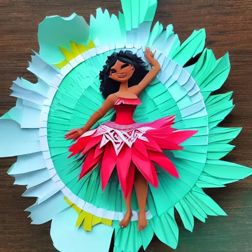 Image similar to cut paper sculpture of moana