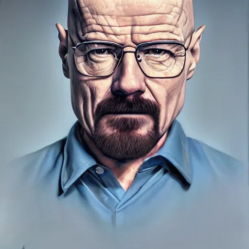 Image similar to walter white, oil painting, octane render, 8 0 s camera, portrait