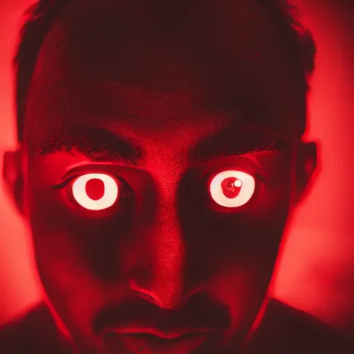 Image similar to a man with red glowing eyes